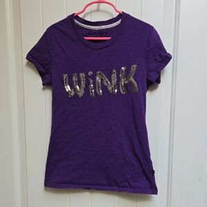 3/$25 Bmy Jeans Dark Purple Silver Sequin 'Wink' Kids T-Shirt Medium Top